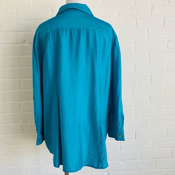 Dress Barn Shirt Turquoise Blue Top Blouse Button Down XL Size 14 - Picture 4 of 7